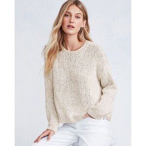 Eileen Fisher Peruvian Organic-Cotton Hand-Knit Sweater Sz Large Ivory